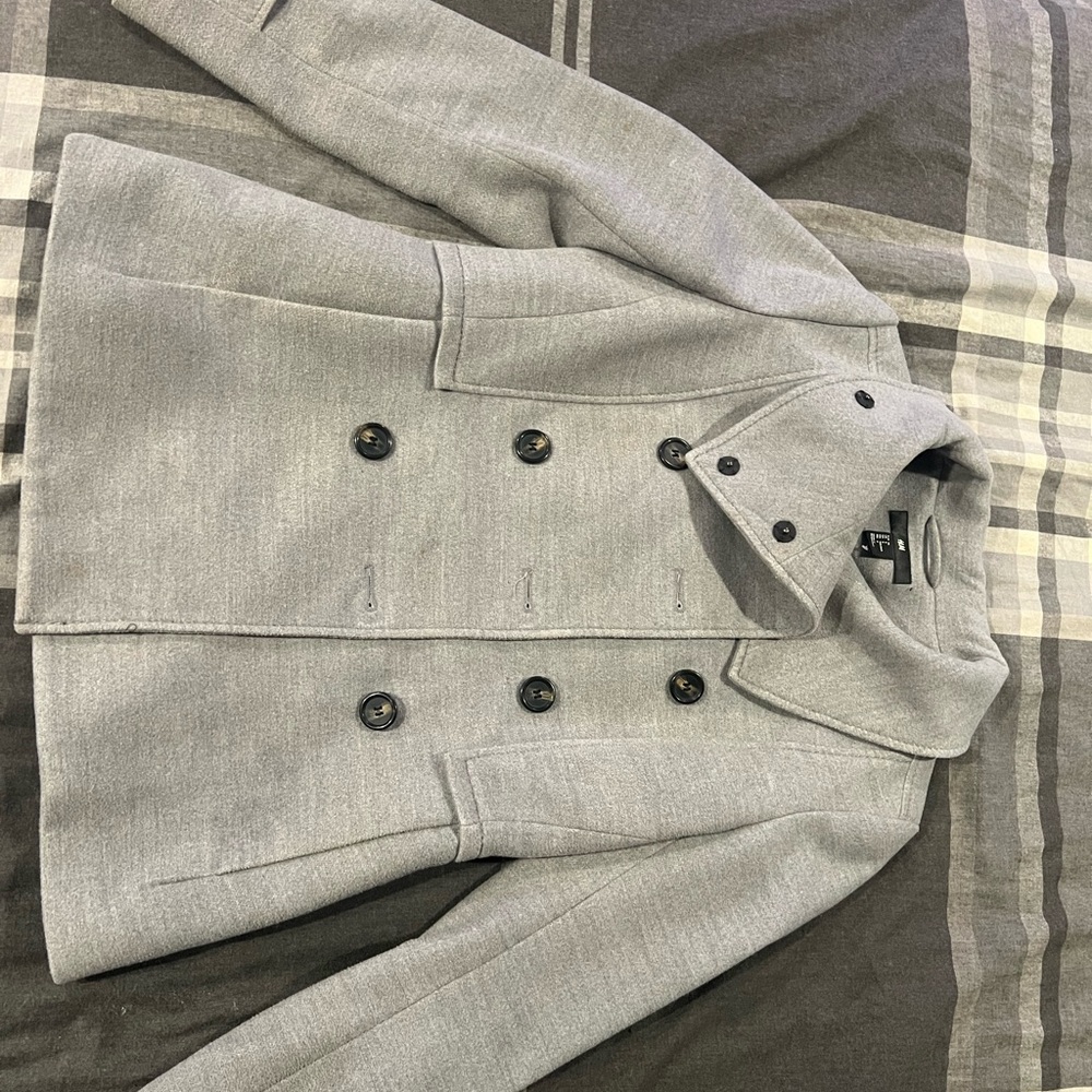 H&M Gray Double-Breasted Women's Pea Coat